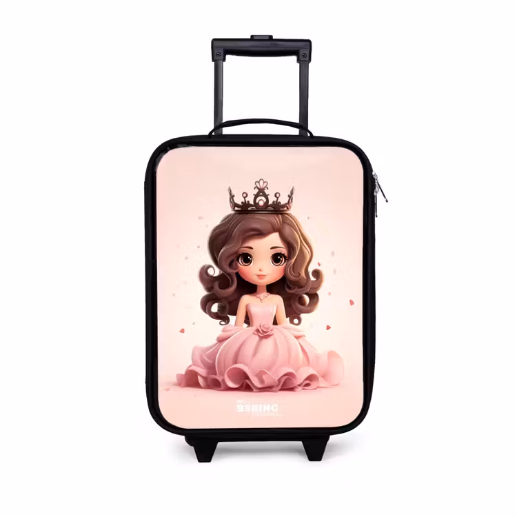 Prinses in een roze jurk met kroon Kinderkoffer - Zwart klein -3d