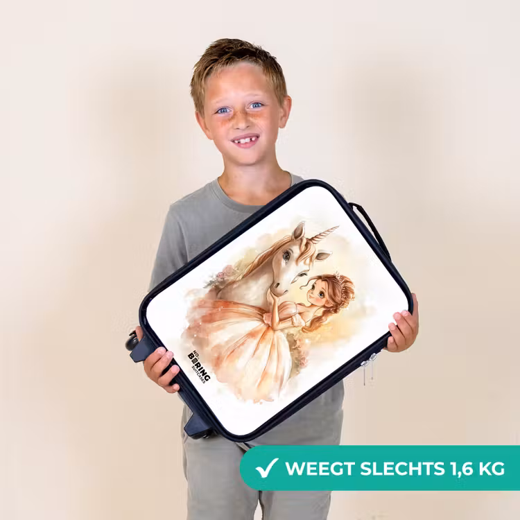 Prinses in jurk met witte eenhoorn Kinderkoffer - Zwart klein -sfeer4_NL