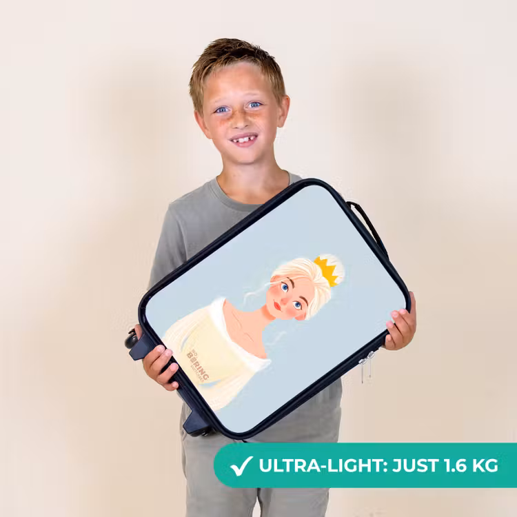 Prinses met een gouden kroon - Blauw Kinderkoffer - Zwart klein -sfeer4_UK