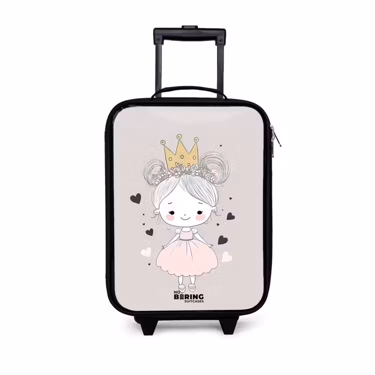Prinses met knotjes Kinderkoffer - Zwart klein -3d