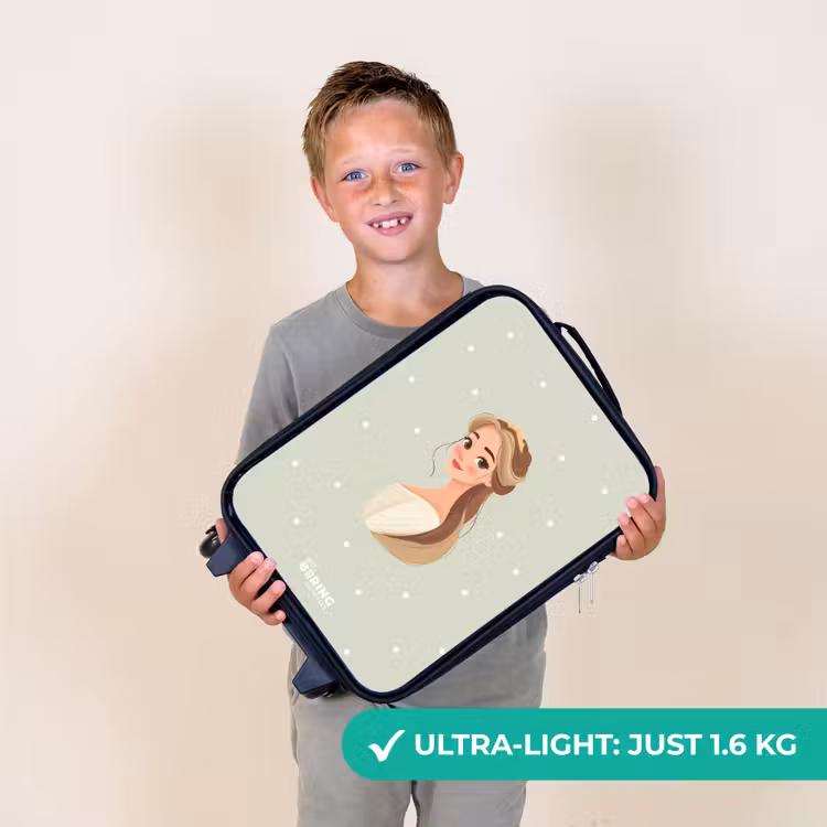 Prinses met tiara op groene stippenachtergrond Kinderkoffer - Zwart klein -sfeer4_UK