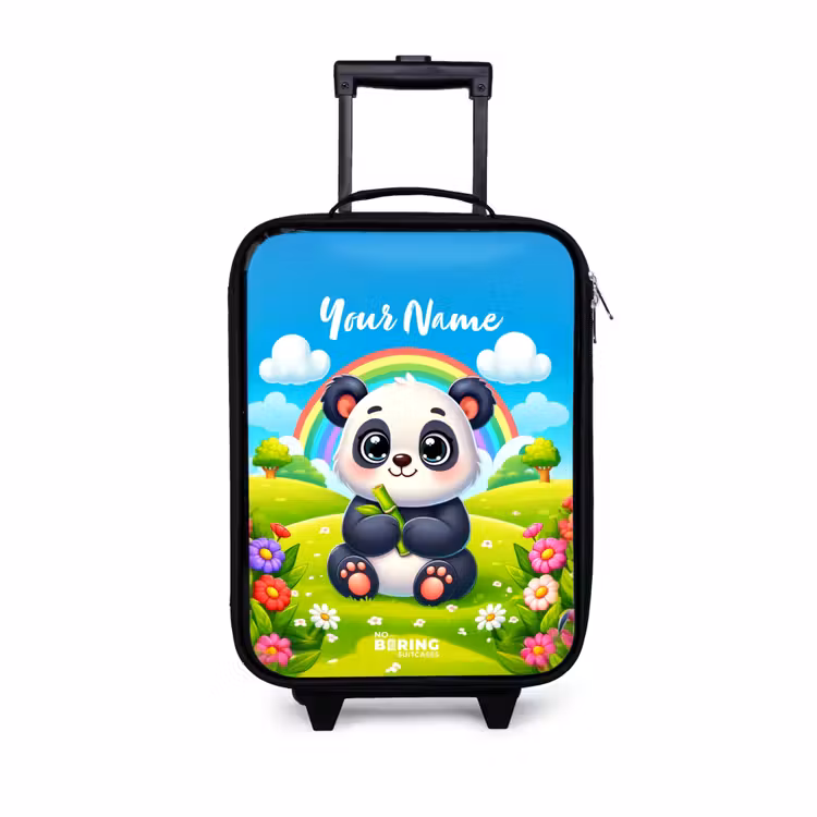Pukkie Panda Kinderkoffer - Zwart klein -3d