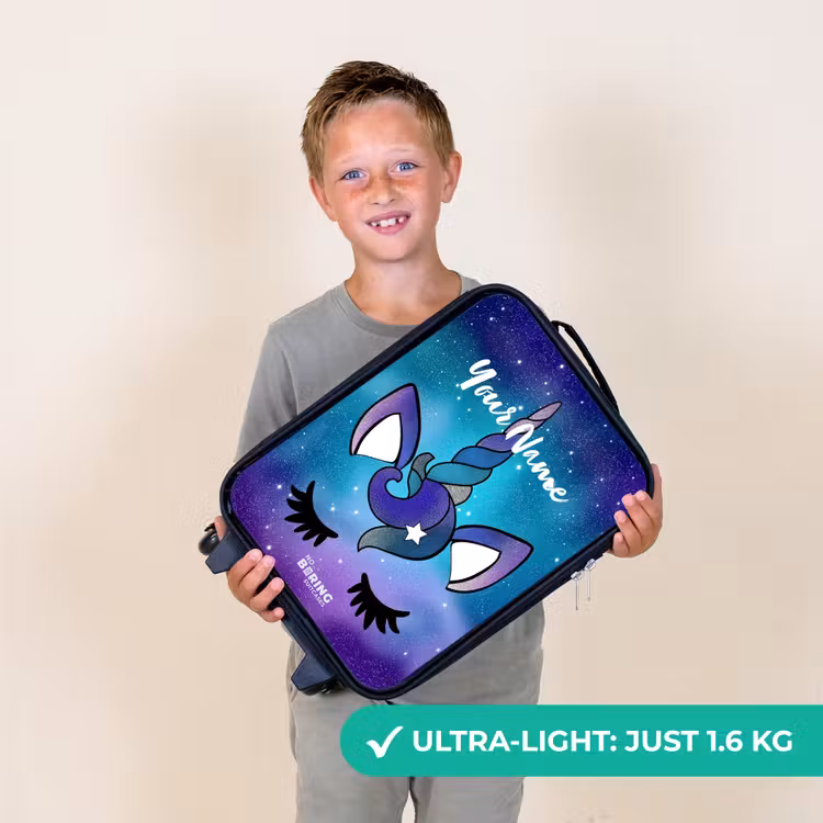 Paarse eenhoorn Kinderkoffer - Zwart klein -sfeer4_UK