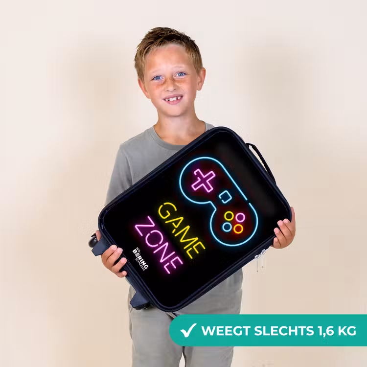 Qoute met neonkleuren Kinderkoffer - Zwart klein -sfeer4_NL