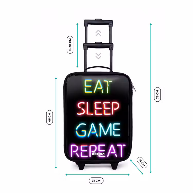 Qoute met neon lichten Kinderkoffer - Zwart klein -productfoto_formaten