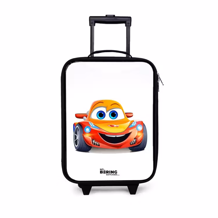 Raceauto met gezicht Kinderkoffer - Zwart klein -3d
