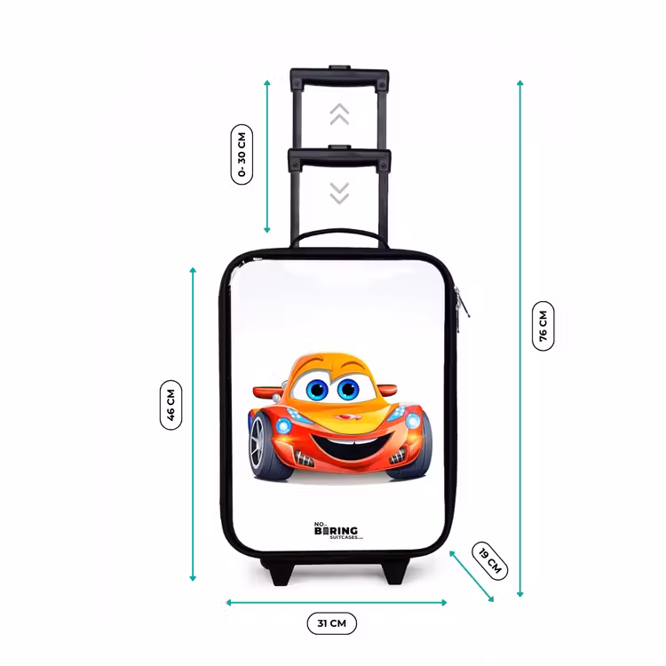 Raceauto met gezicht Kinderkoffer - Zwart klein -productfoto_formaten