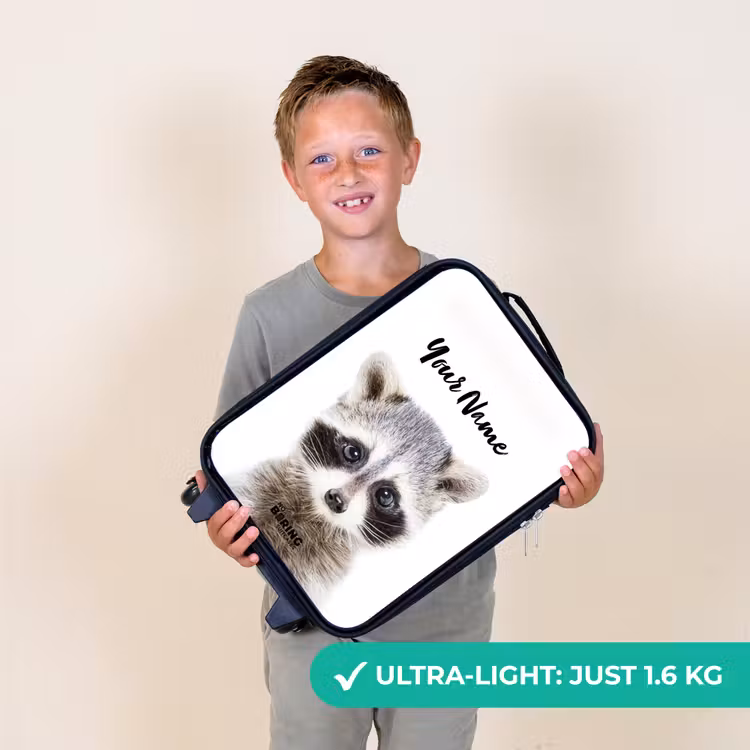 Rachid Racoon Kinderkoffer - Zwart klein -sfeer4_UK