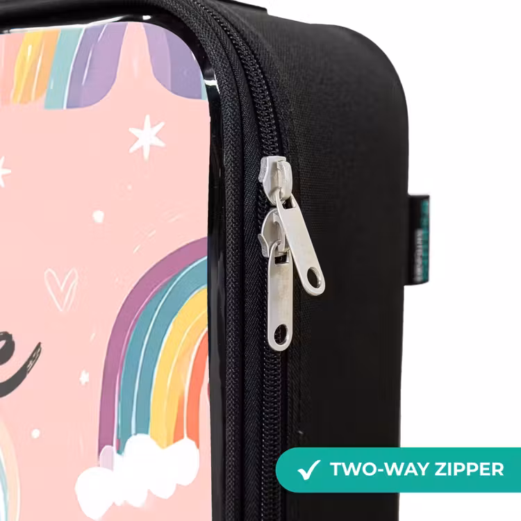 Regenbogen op een roze achtergrond Kinderkoffer - Zwart klein -rits_UK