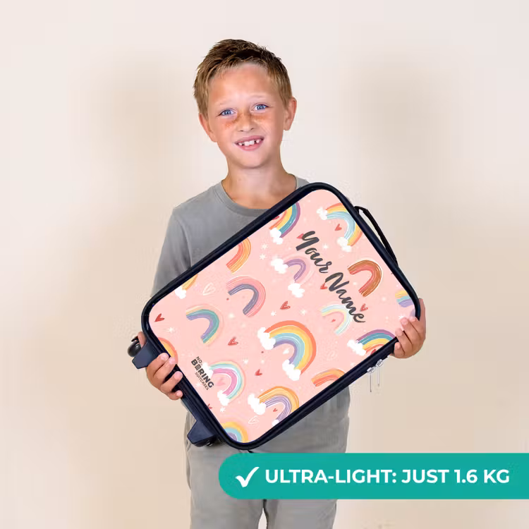 Regenbogen op een roze achtergrond Kinderkoffer - Zwart klein -sfeer4_UK
