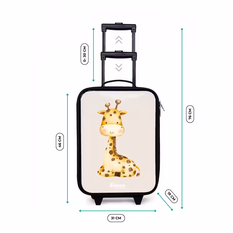 Liggende giraffe illustratie op beige achtergrond Kinderkoffer - Zwart klein -productfoto_formaten