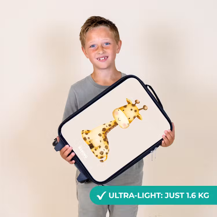 Liggende giraffe illustratie op beige achtergrond Kinderkoffer - Zwart klein -sfeer4_UK