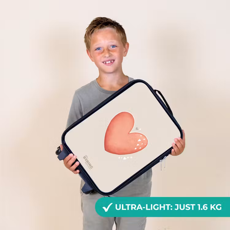 Rood hart op een beige achtergrond Kinderkoffer - Zwart klein -sfeer4_UK