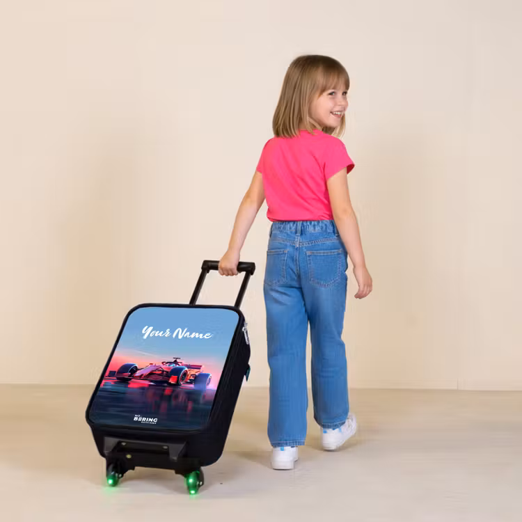 Rode racer Kinderkoffer - Zwart klein -sfeer1