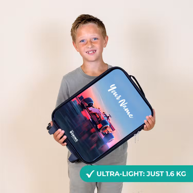 Rode racer Kinderkoffer - Zwart klein -sfeer4_UK