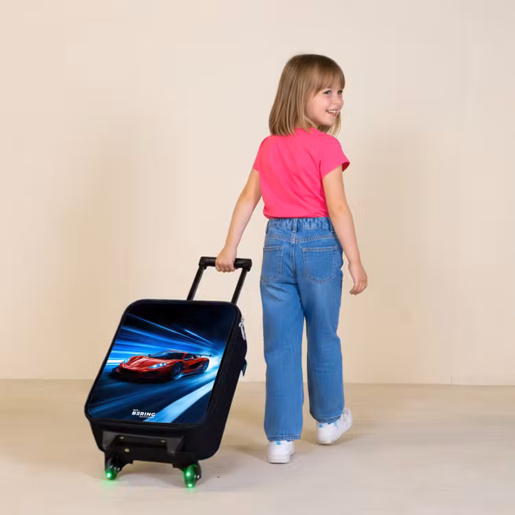 Rode racewagen in digitale snelheidswereld Kinderkoffer - Zwart klein -sfeer1