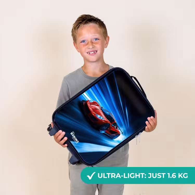 Rode racewagen in digitale snelheidswereld Kinderkoffer - Zwart klein -sfeer4_UK