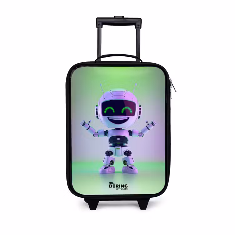 Robot met paars en groen licht Kinderkoffer - Zwart klein -3d