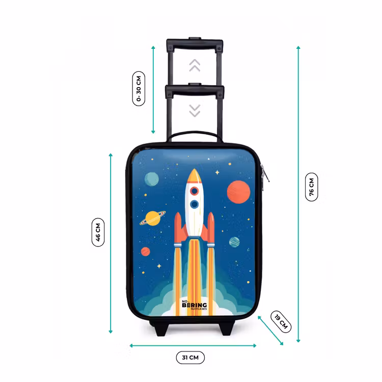 Raket - Planeet - Sterren - Veelkleurig Kinderkoffer - Zwart klein -productfoto_formaten