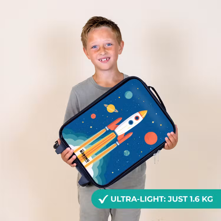 Raket - Planeet - Sterren - Veelkleurig Kinderkoffer - Zwart klein -sfeer4_UK