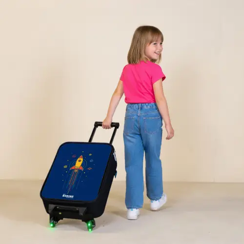 Raket - Planeten - Sterren Kinderkoffer - Zwart klein -sfeer1