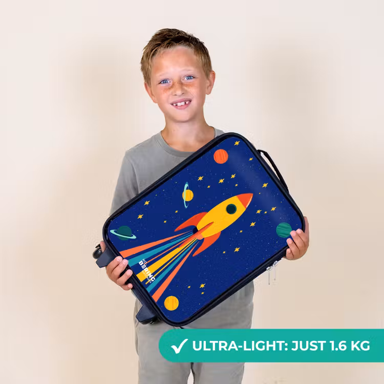 Raket - Sterren - Planeet - Ruimte Kinderkoffer - Zwart klein -sfeer4_UK