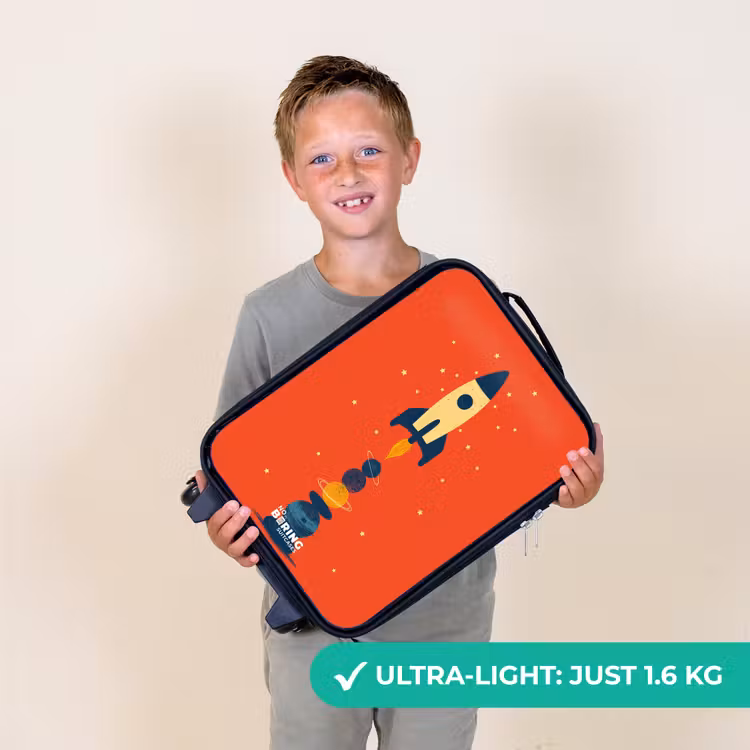 Raket - Sterren - Planeten Kinderkoffer - Zwart klein -sfeer4_UK