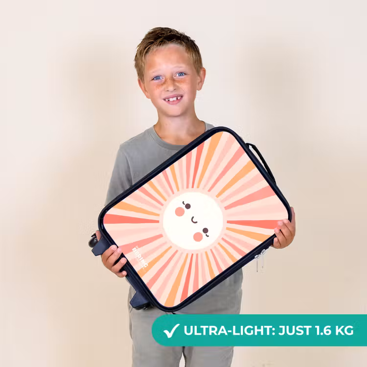 Ronde zon met gezicht Kinderkoffer - Zwart klein -sfeer4_UK