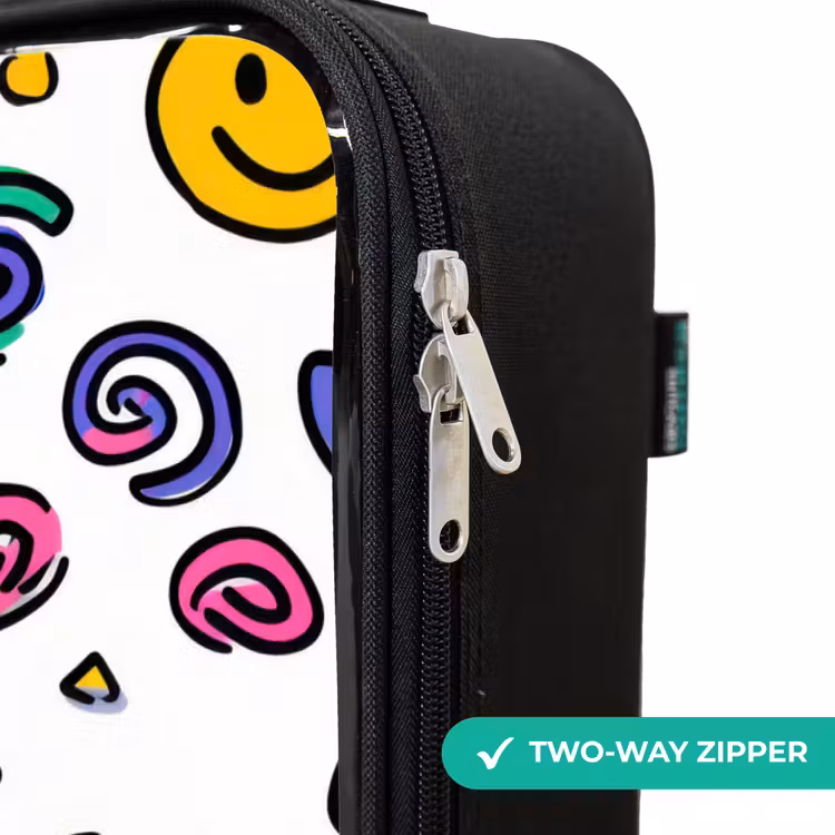 Smiley - Hartje - Ster Kinderkoffer - Zwart klein -rits_UK