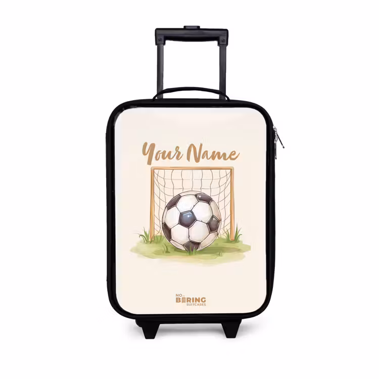 Voetbal in een goal Kinderkoffer - Zwart klein -3d
