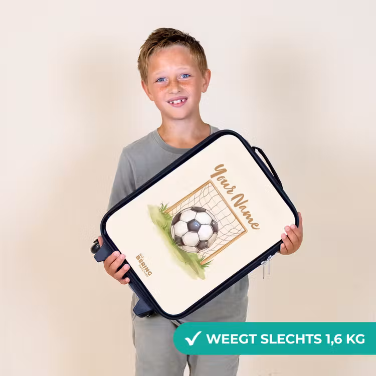 Voetbal in een goal Kinderkoffer - Zwart klein -sfeer4_NL