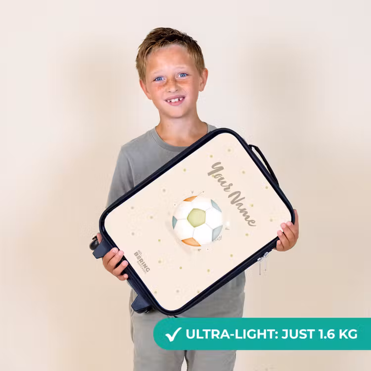 Voetbal in beige pastel kleuren Kinderkoffer - Zwart klein -sfeer4_UK