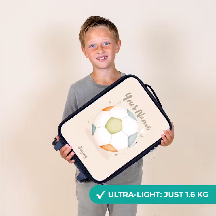 Voetbal in beige pastel kleuren Kinderkoffer - Zwart klein -sfeer4_UK