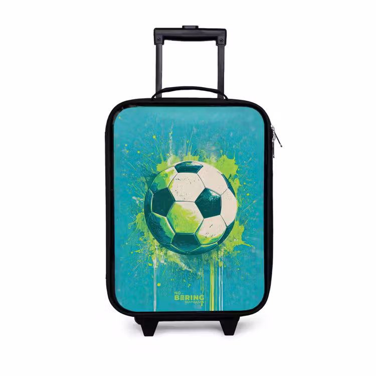 Voetbal - Verfspatten - Groen - Blauw Kinderkoffer - Zwart klein -3d