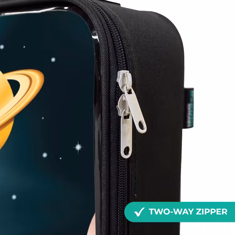 Ruimte met planeten Kinderkoffer - Zwart klein -rits_UK
