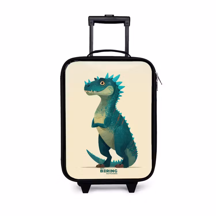 Spiky dino met vriendelijke blik Kinderkoffer - Zwart klein -3d