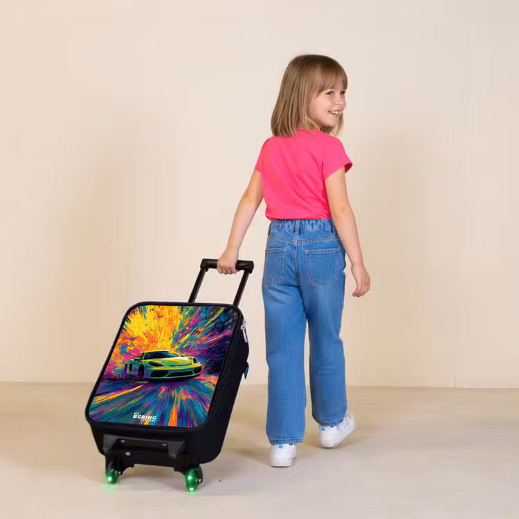 Sportwagen - Explosie - Kleurrijk - Verfstrepen Kinderkoffer - Zwart klein -sfeer1