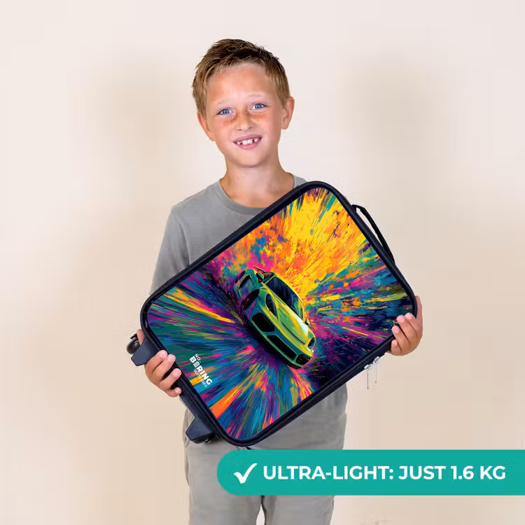 Sportwagen - Explosie - Kleurrijk - Verfstrepen Kinderkoffer - Zwart klein -sfeer4_UK