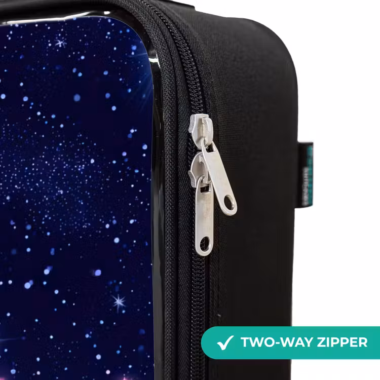 Sterren - Galaxy - Blauw - Roze Kinderkoffer - Zwart klein -rits_UK