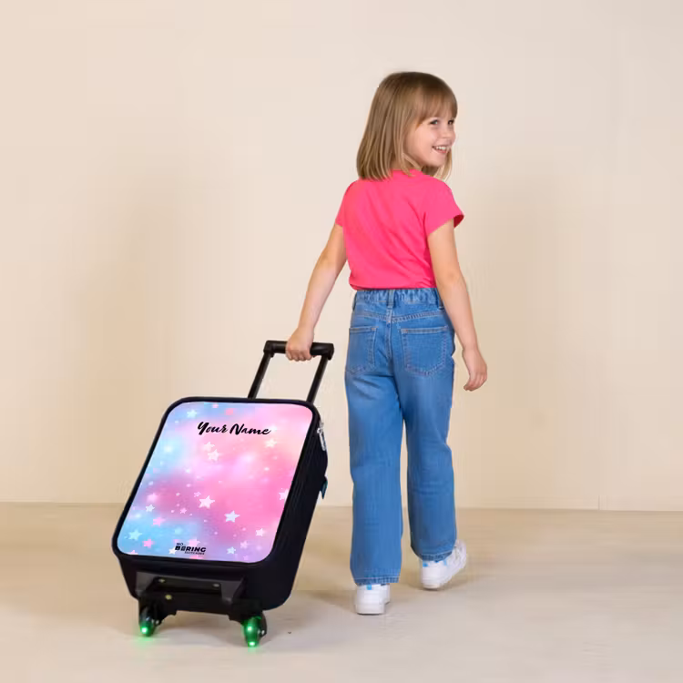 Sterren - Roze - Blauw Kinderkoffer - Zwart klein -sfeer1