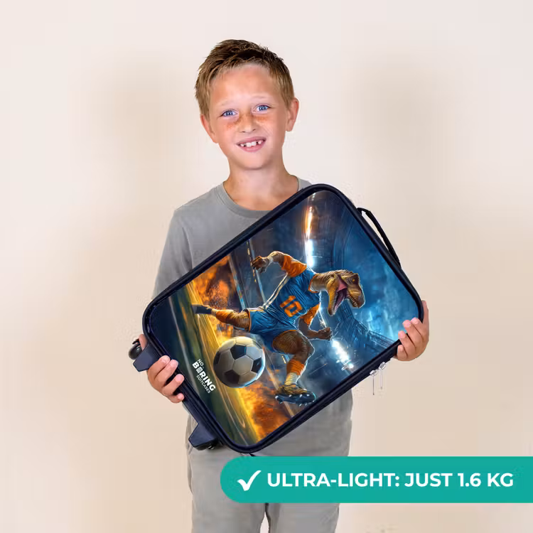 T-Rex als voetballer in vol stadion Kinderkoffer - Zwart klein -sfeer4_UK