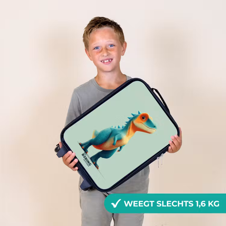 Stoere dino met grote ogen Kinderkoffer - Zwart klein -sfeer4_NL