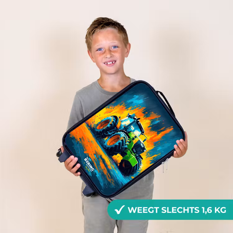 Tractor - Groen - Abstract - Penseelstreken Kinderkoffer - Zwart klein -sfeer4_NL