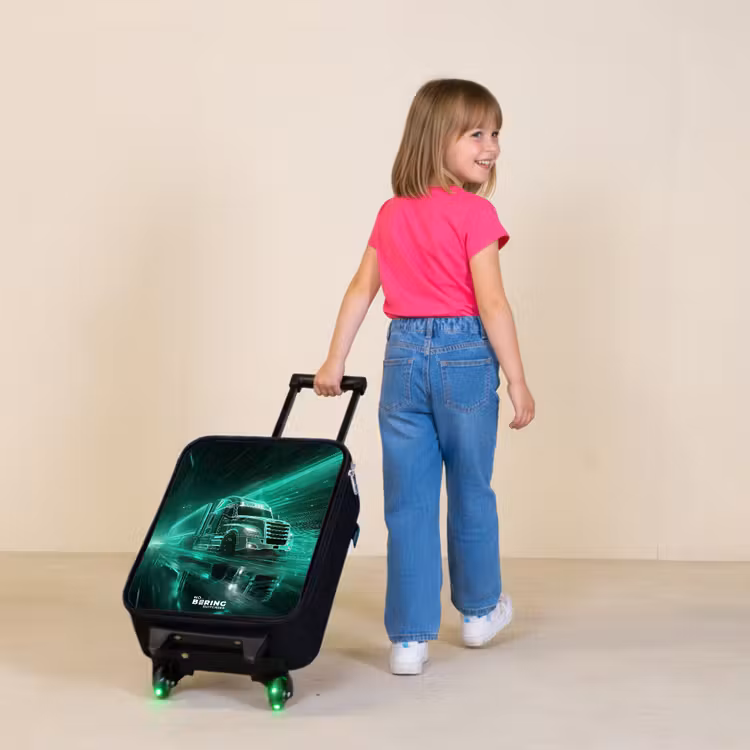 Vrachtwagen - Neon - Groen - Stad Kinderkoffer - Zwart klein -sfeer1