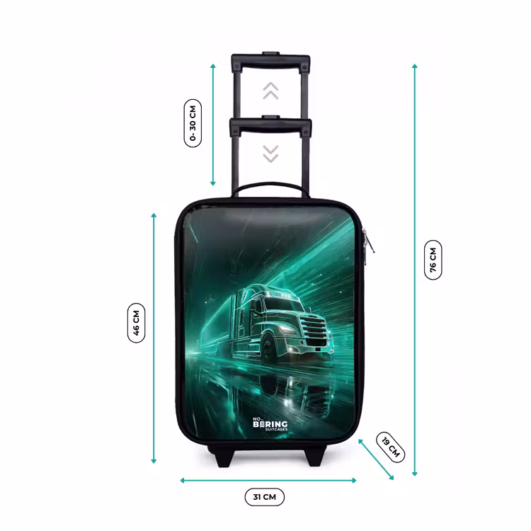 Vrachtwagen - Neon - Groen - Stad Kinderkoffer - Zwart klein -productfoto_formaten