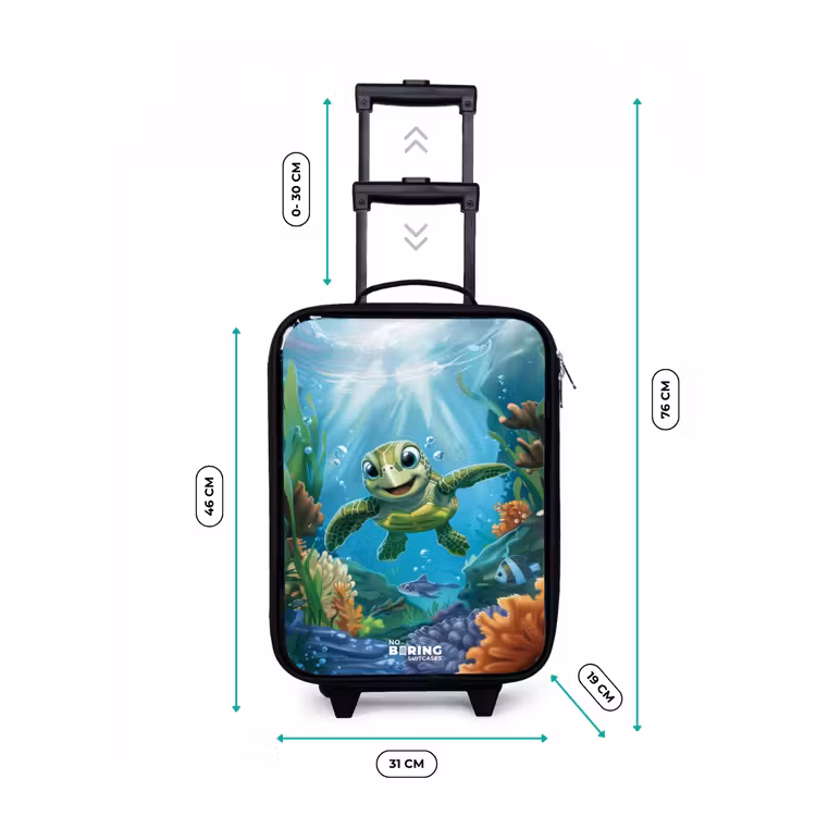 Groene schildpad aan het zwemmen Kinderkoffer - Zwart klein -productfoto_formaten