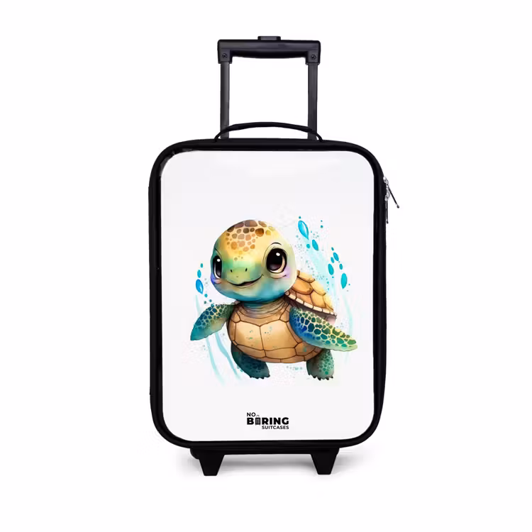 Zeeschildpad met grote ogen Kinderkoffer - Zwart klein -3d