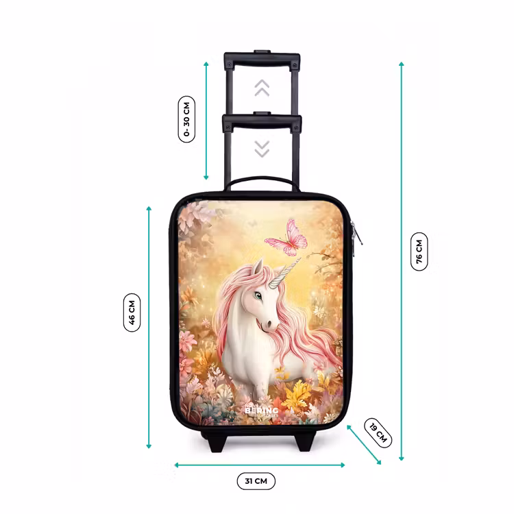 Eenhoorn - Vlinder - Roze - Manen Kinderkoffer - Zwart klein -productfoto_formaten