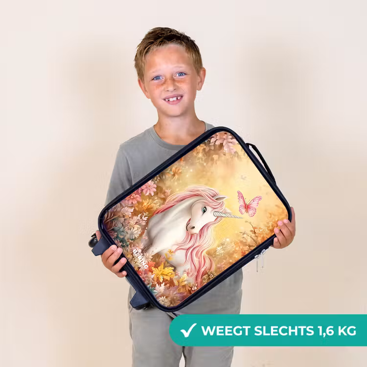 Eenhoorn - Vlinder - Roze - Manen Kinderkoffer - Zwart klein -sfeer4_NL