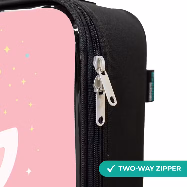 Eenhoorn - Bloemen - Roze Kinderkoffer - Zwart klein -rits_UK